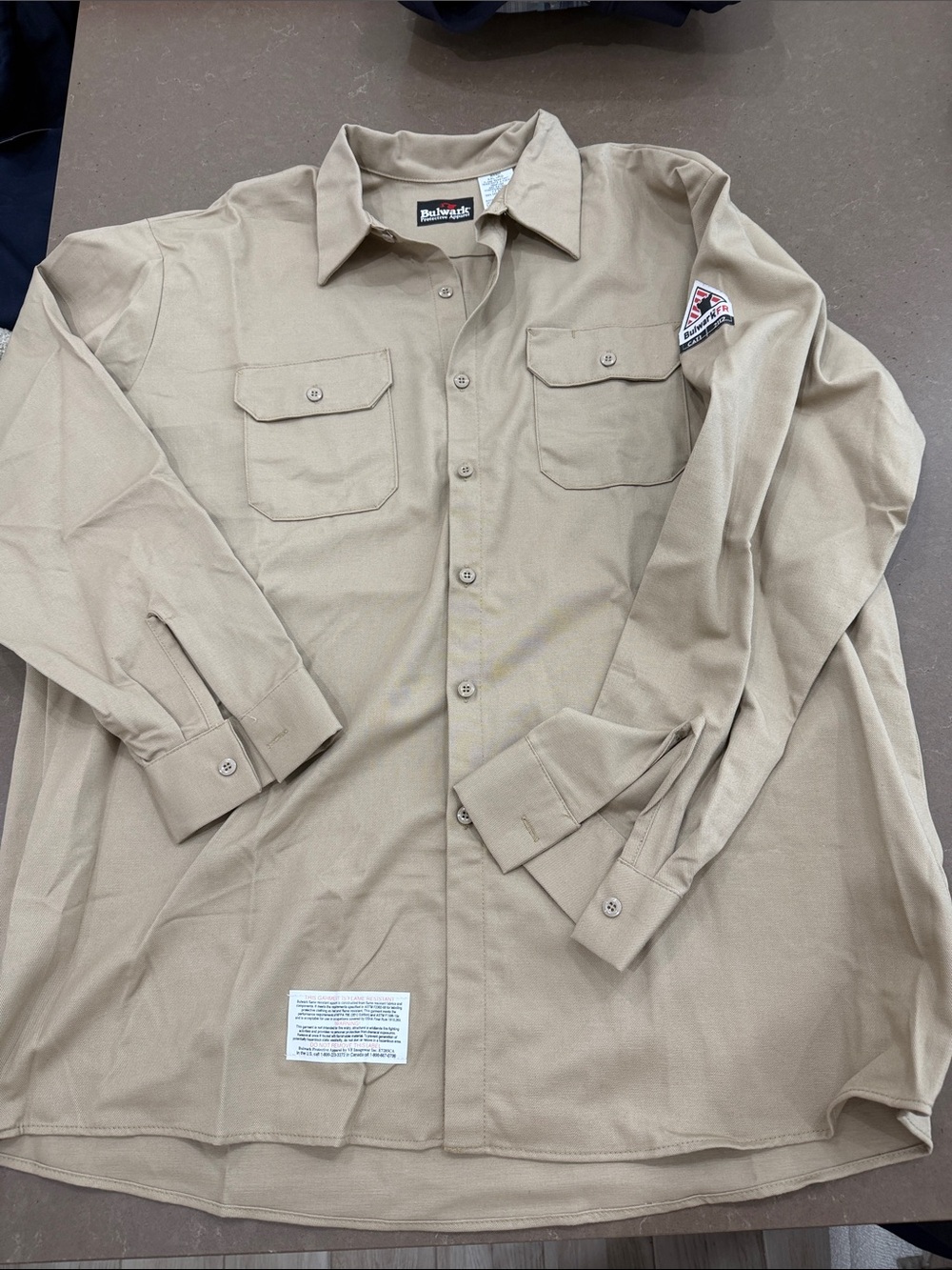 Bulwark fr Khaki Button-Front Work Shirt Jacket